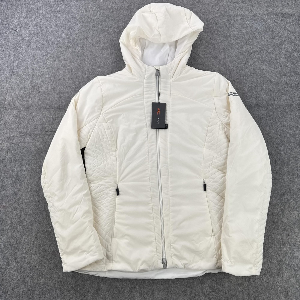 KJUS Macuna Hooded Puffer Jacket Womens L White Insulated Ski Golf Winter Coat